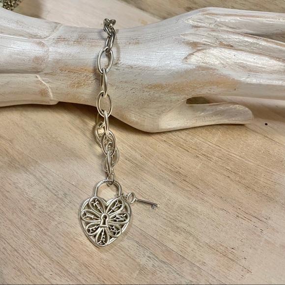 Tiffany & Co. Jewelry - Tiffany & CO. Sterling Filigree Heart Key Bracelet